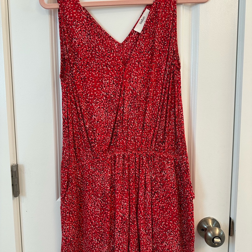 ba&sh Red Patterned V-Neck Romper